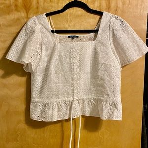 White eyelet crop top